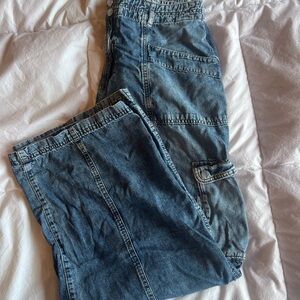 Women’s Cargo Wide Blue Jeans